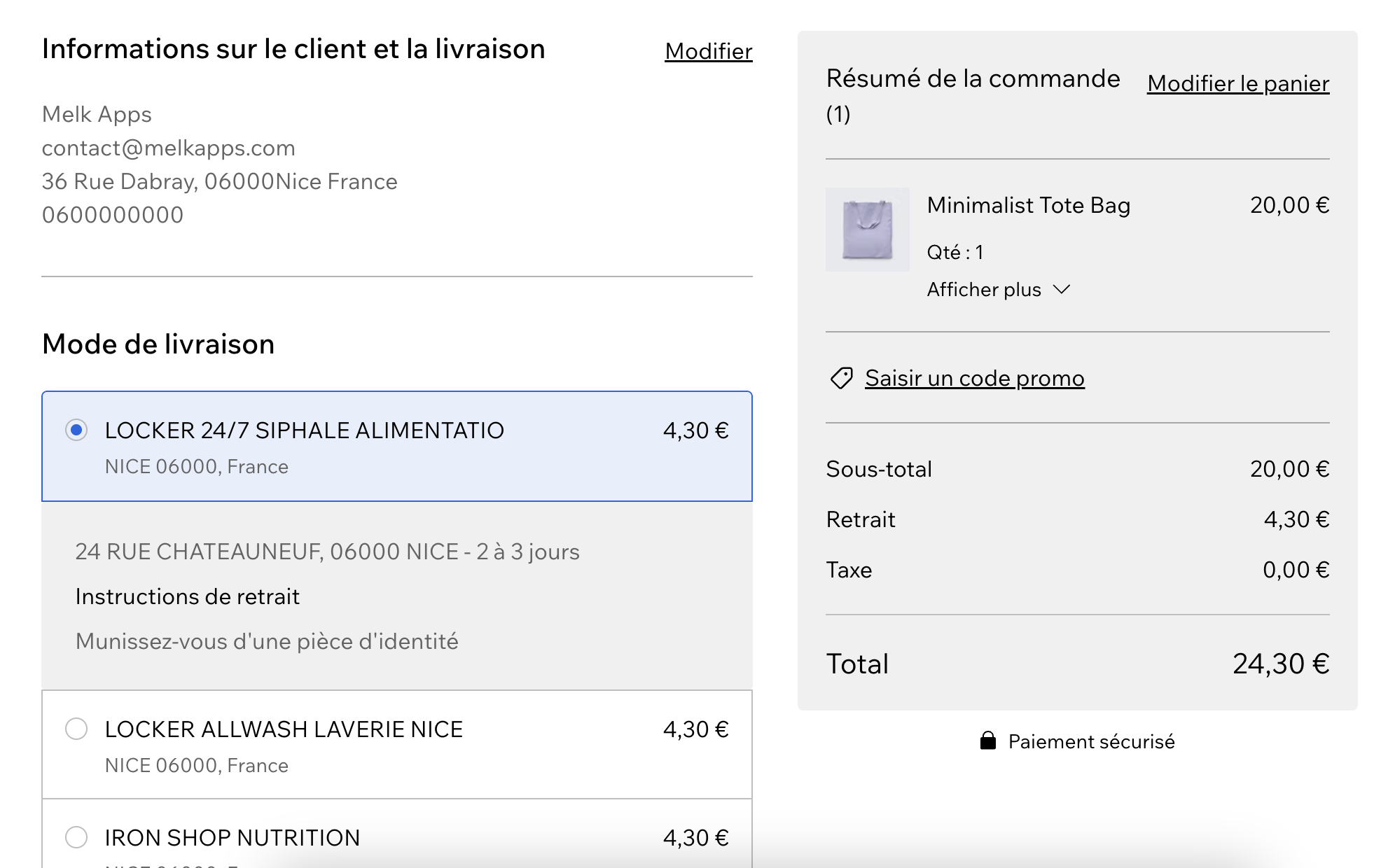 Select pickup point during checkout