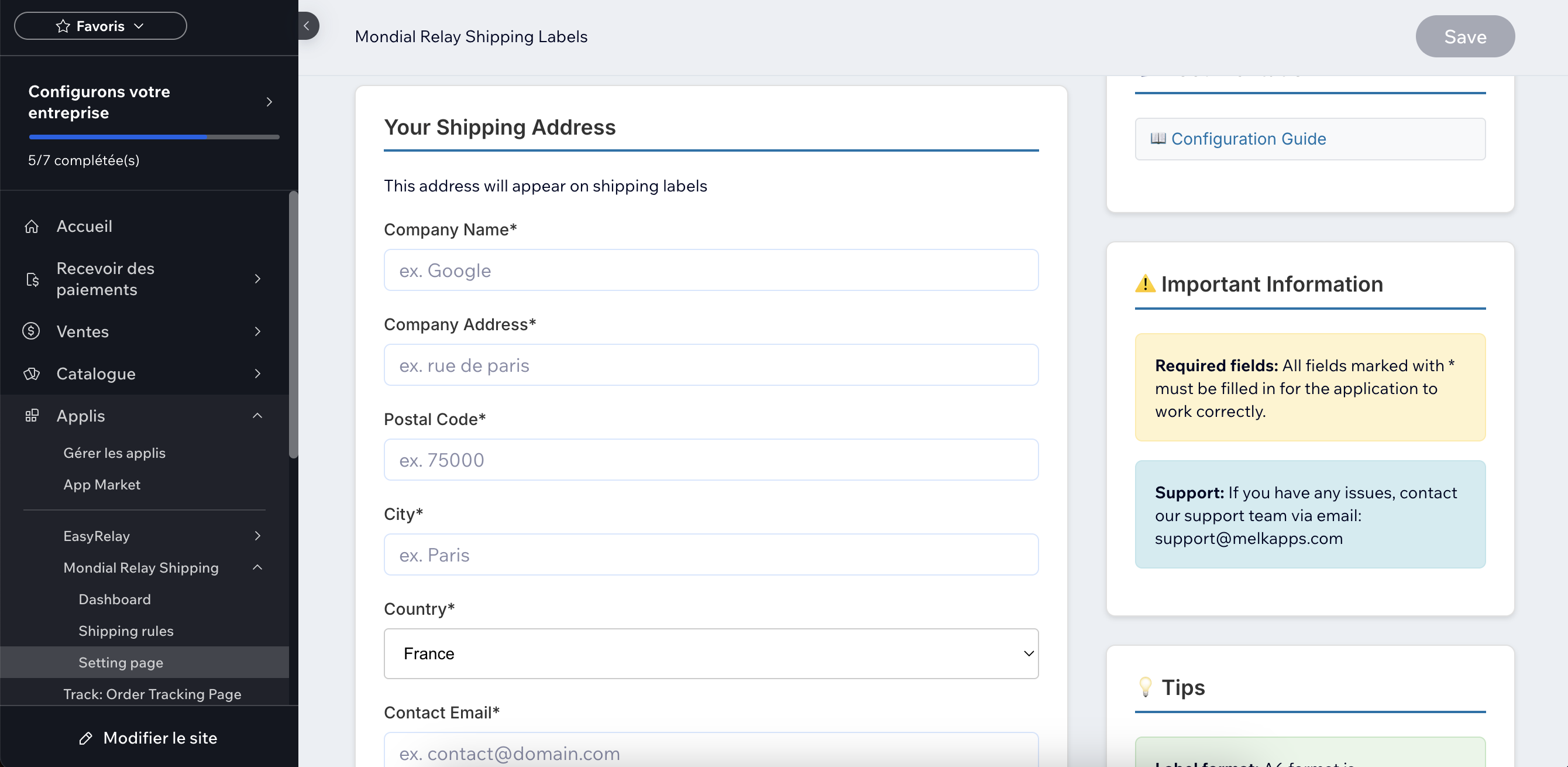 Point Relais credentials configuration